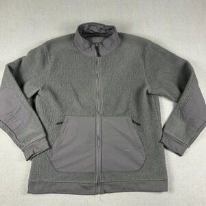 Backcountry Jacket Mens Large‎ Sherpa Fleece Gray Elbow Patch Climbing Hiking